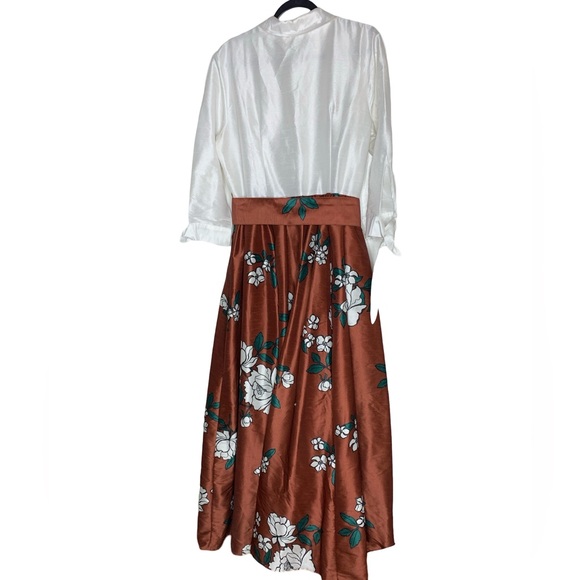 Eshakti Floral Print Dupioni Maxi Shirtdress - Picture 2 of 4